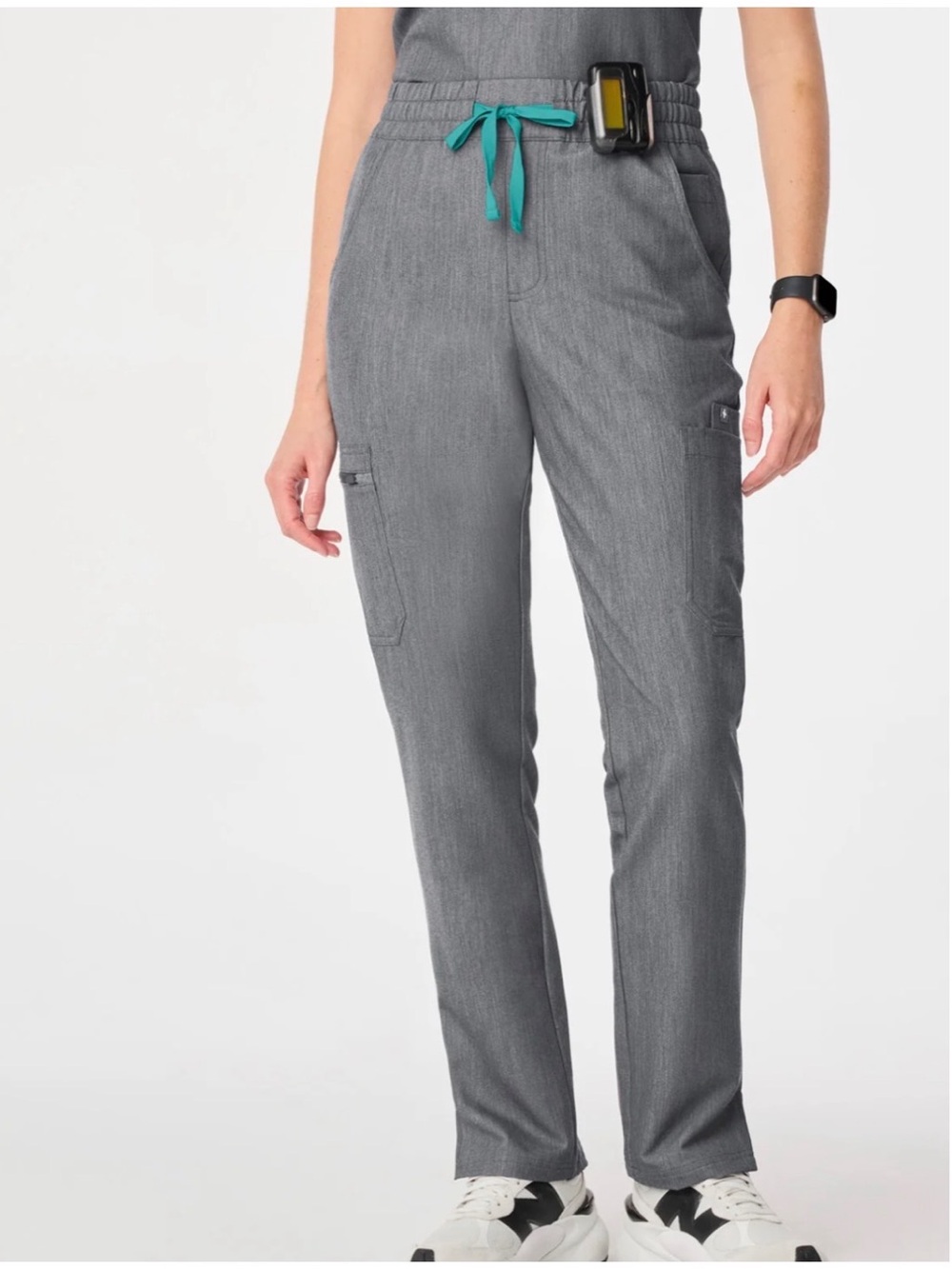 Figs Women’s Sz S Gray Isabel Scrub Pants High Rise Wide Leg Stretch Pockets